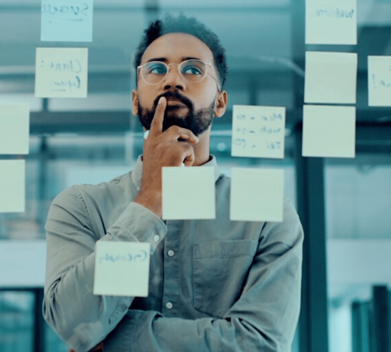 man reviewing social strategy